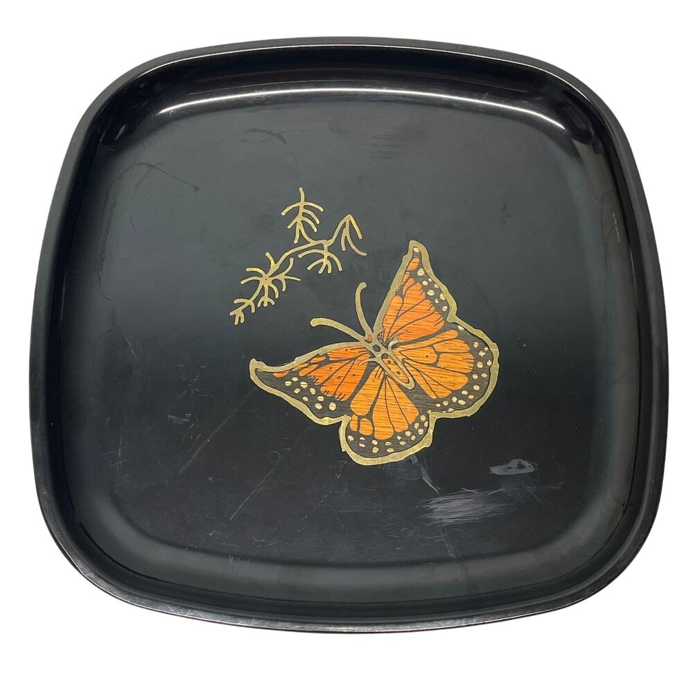 Vintage MCM Couroc California Butterfly Plate